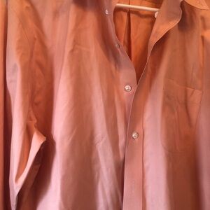 Lands' End Men's Peach Button-Down Casual Shirt